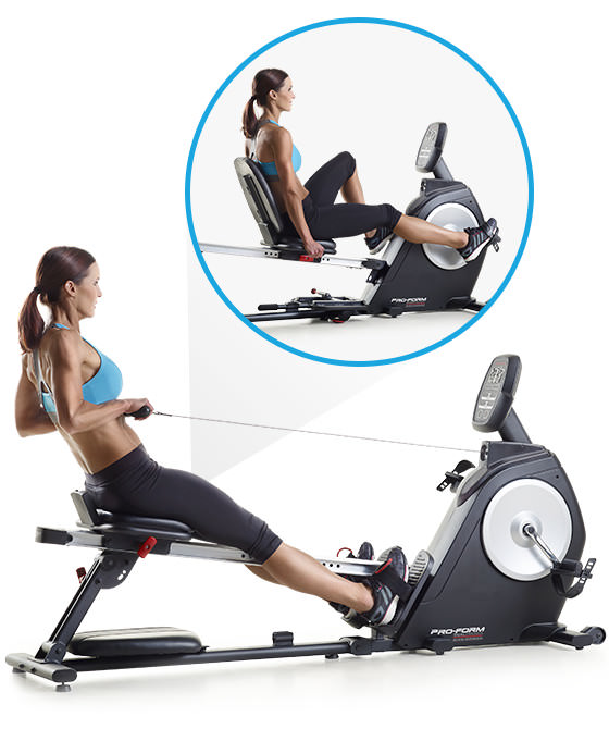 exercise bike and rowing machine in one